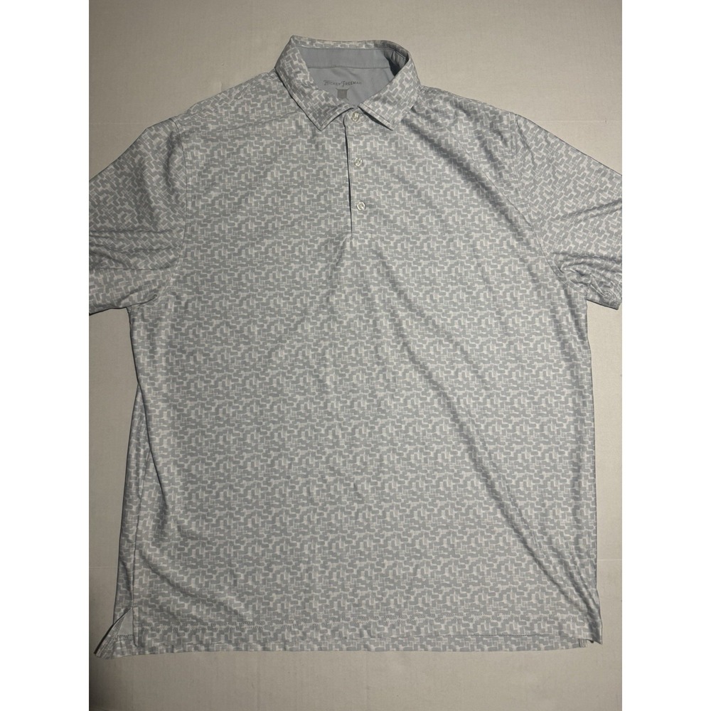 Hickey Freeman Dri-Fit Golf SS Polo, Grey/White Design, Men's XL